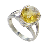 Saanvi Yellow Solitaire Ring with Silver Band Citrine Yellow